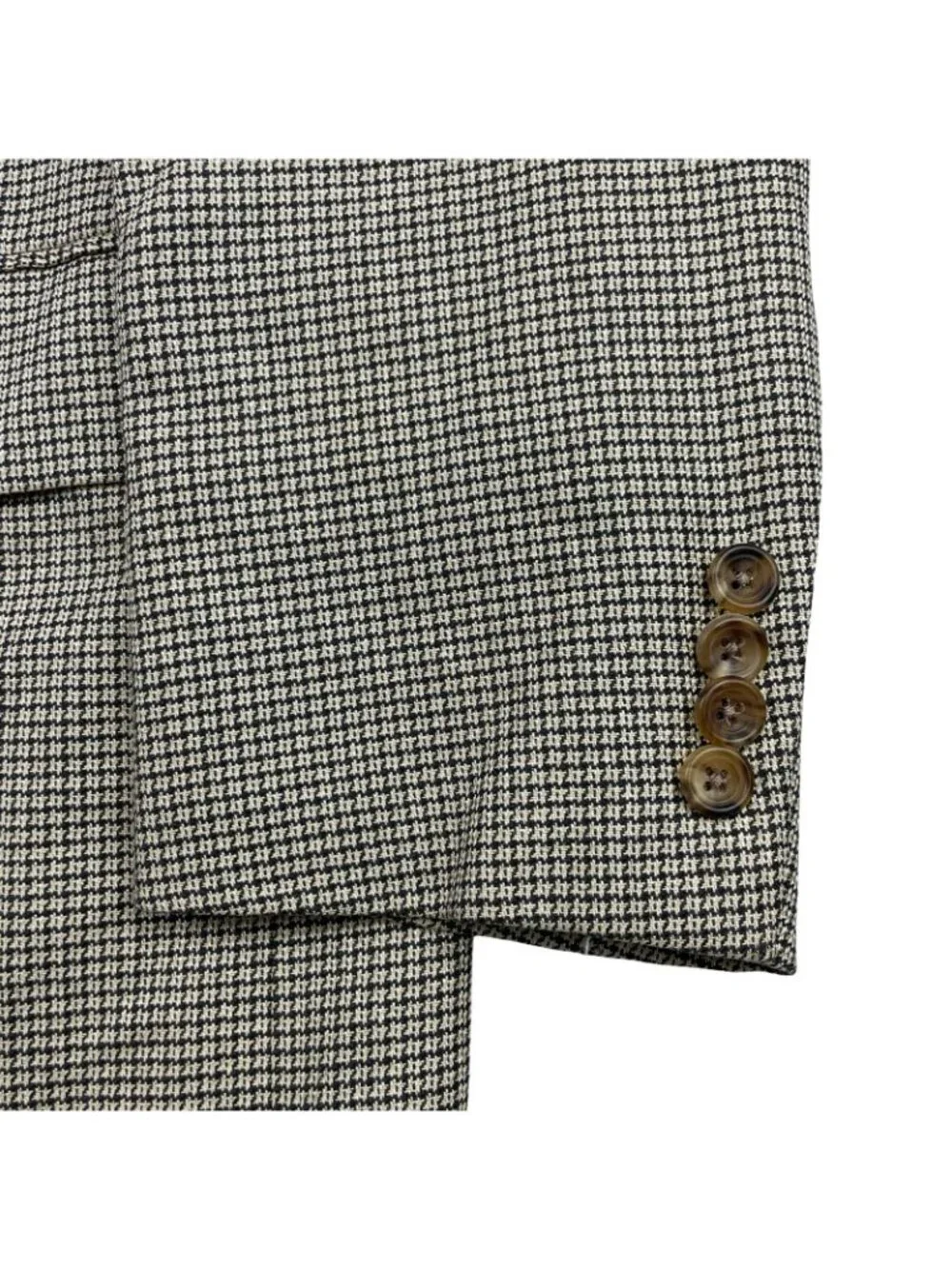 VTG Hickey Freeman Men’s 100% Wool 2-Button Blazer Beige Plaid • 44R
